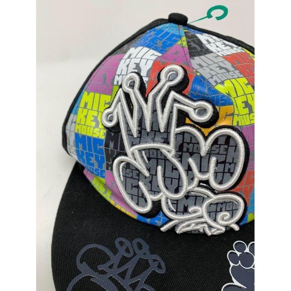 Disney Mickey Mouse Graffiti Hat Adult Hiphop Skateboard Cap Stretch Fit - Picture 3 of 6